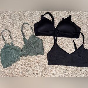 Aerie Black and Green Lace Bralette